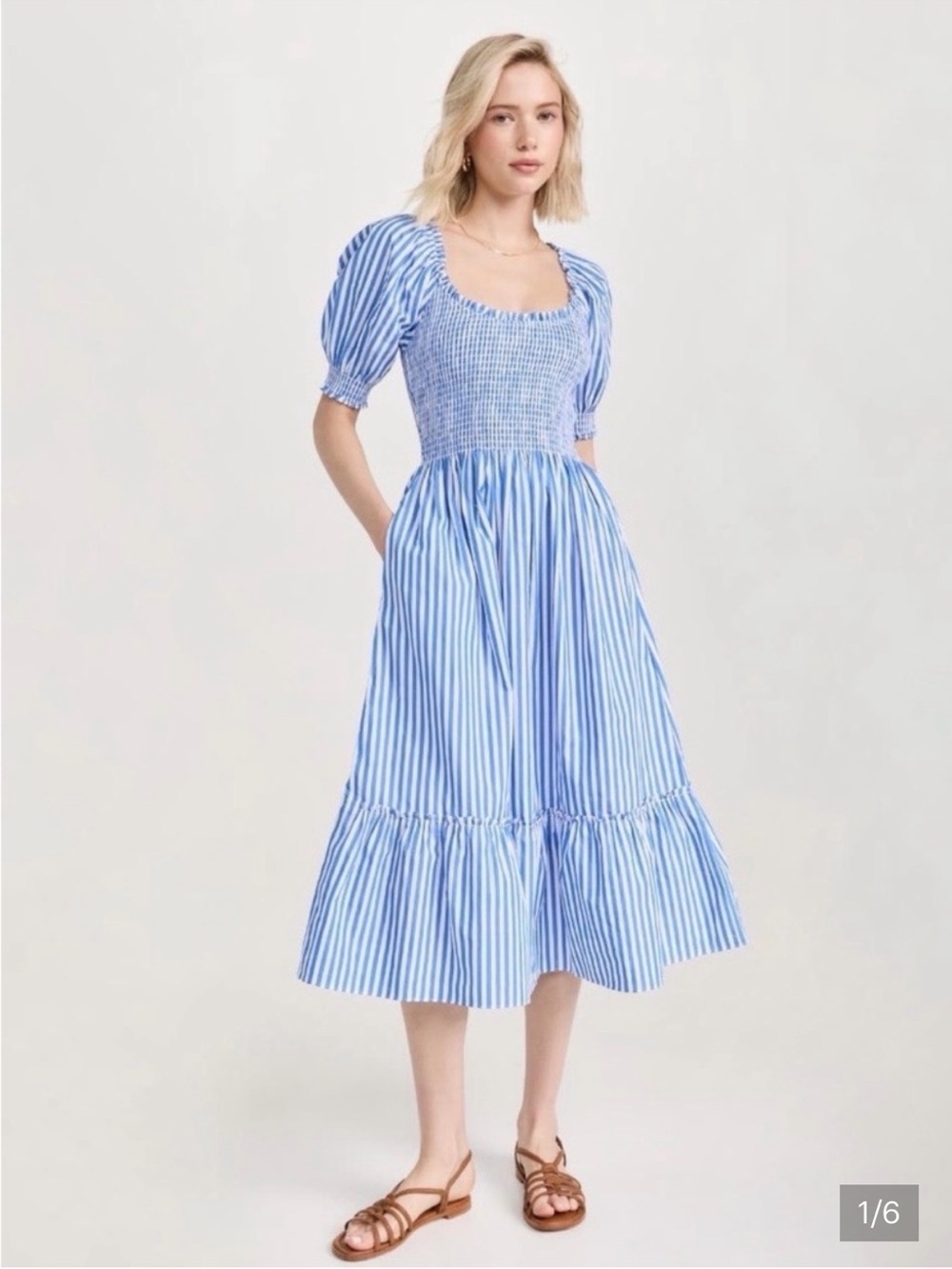 Hill House blue and white striped Louisa nap dress